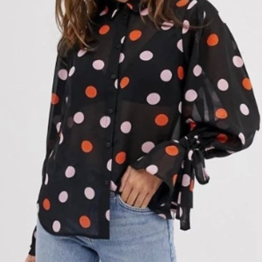 Asos polka dot sheer top